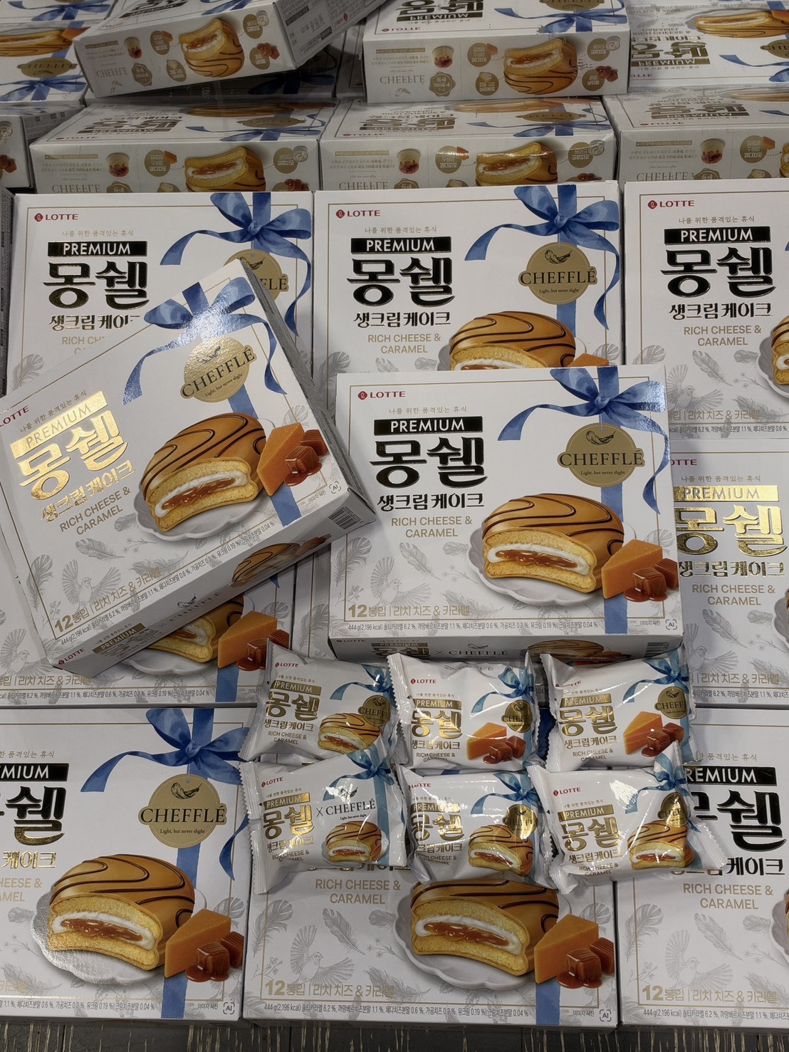 韓國 LOTTE 樂天｜Premium 蒙雪生乳霜 蛋糕  起司焦糖口味