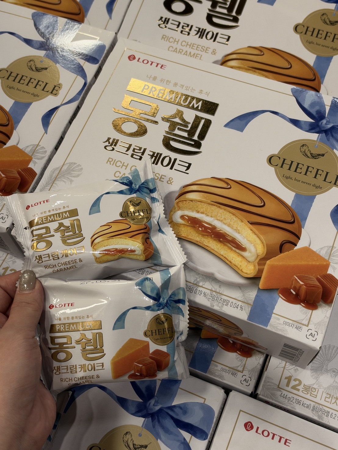 韓國 LOTTE 樂天｜Premium 蒙雪生乳霜 蛋糕  起司焦糖口味