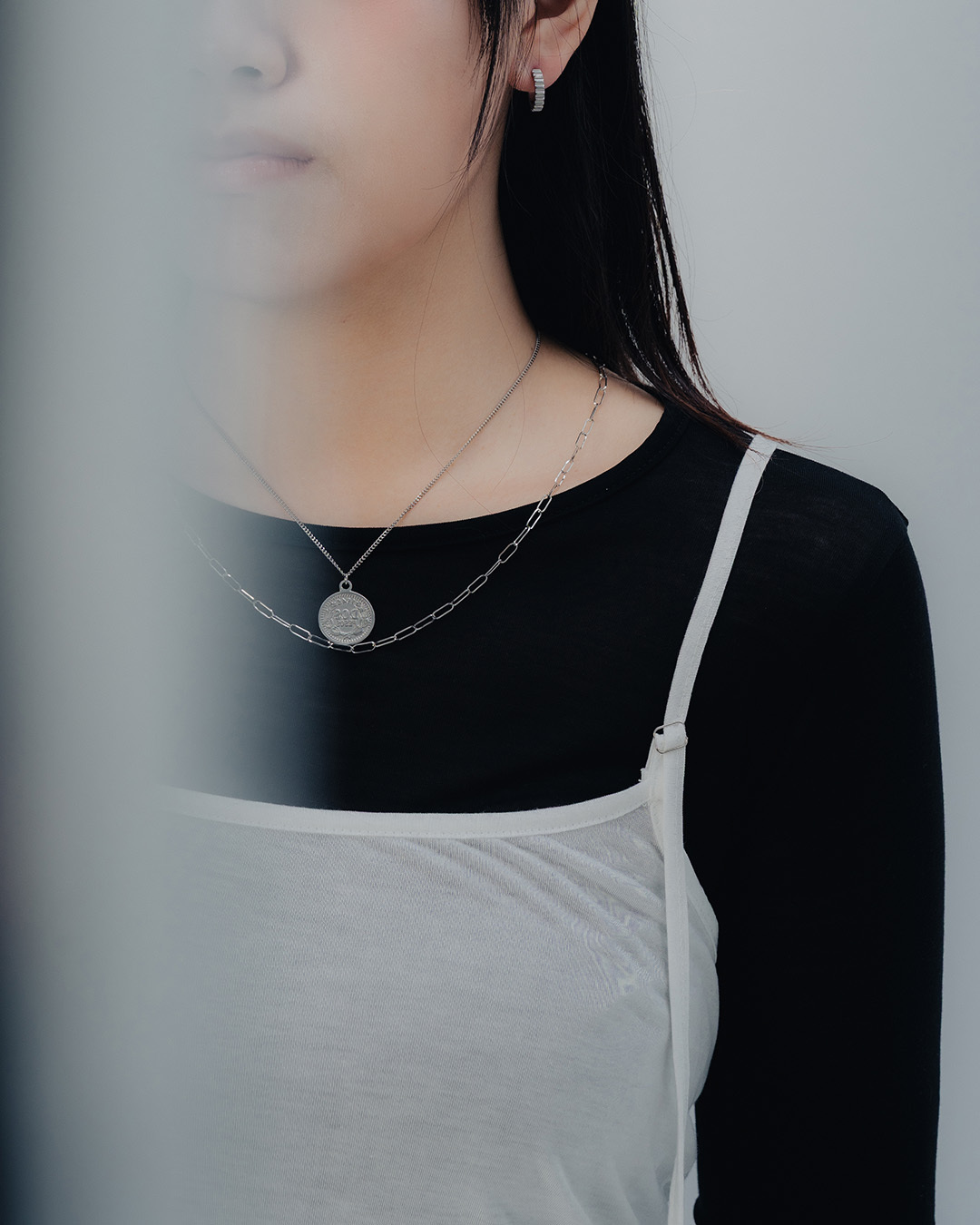 Coin-shaped double-layer necklace【07040414】in stock+pre-order