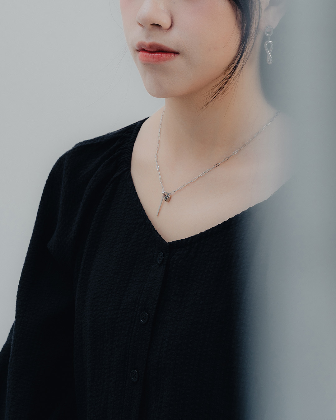 Heart-shaped cross chain design OT buckle necklace【07040407】in stock+pre-order
