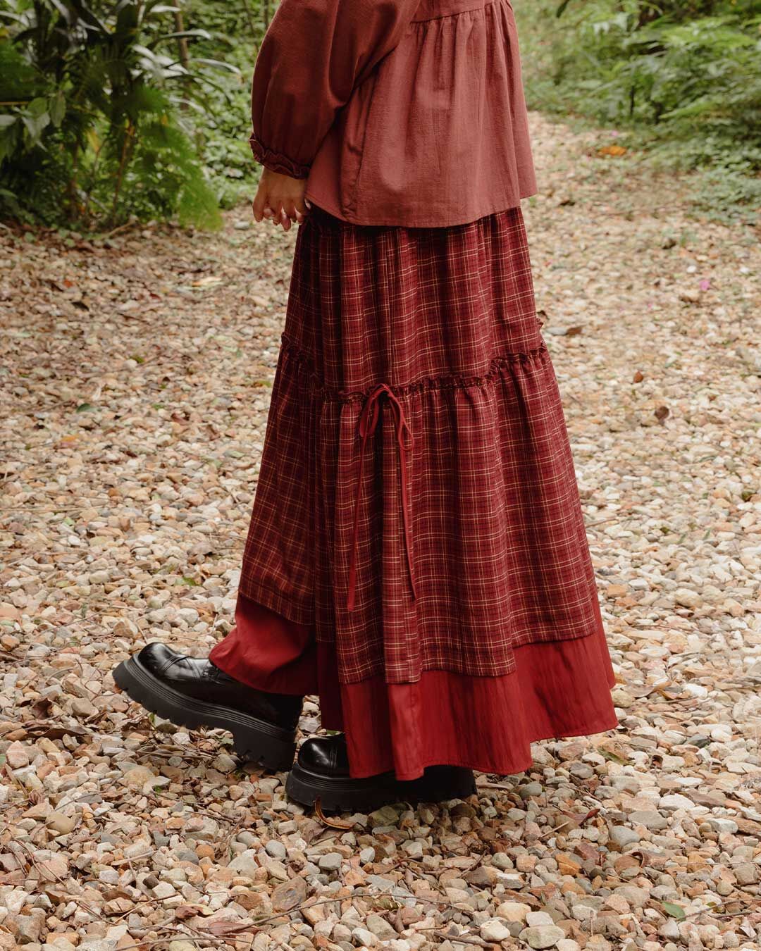 Retro plaid bow ruffle cake dress, available in three colors【03021791】in stock+pre-order