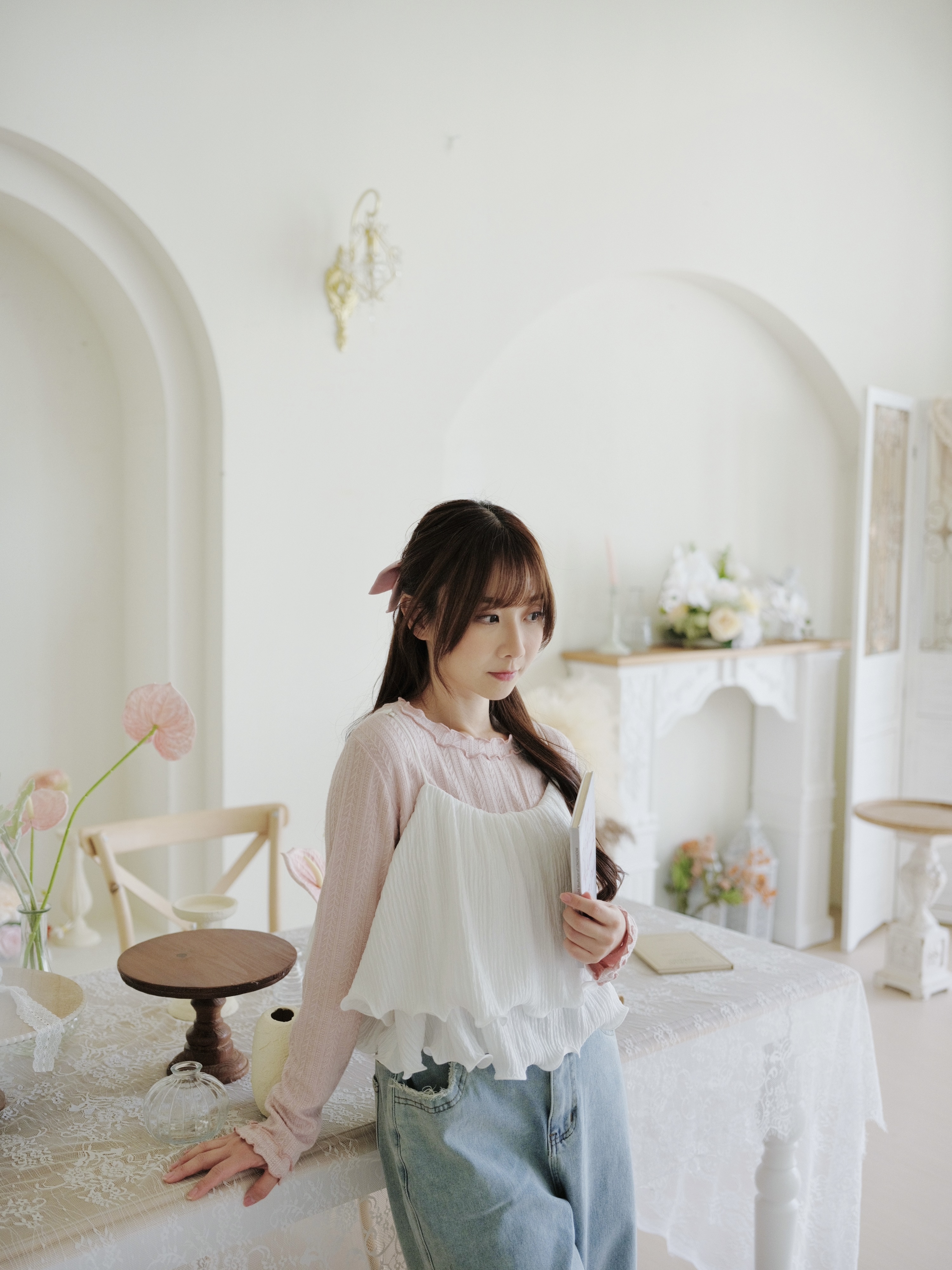 三色 / 肌理感雙層波浪傘擺背心 / Double-Tiered Wavy Flounce Cami Top