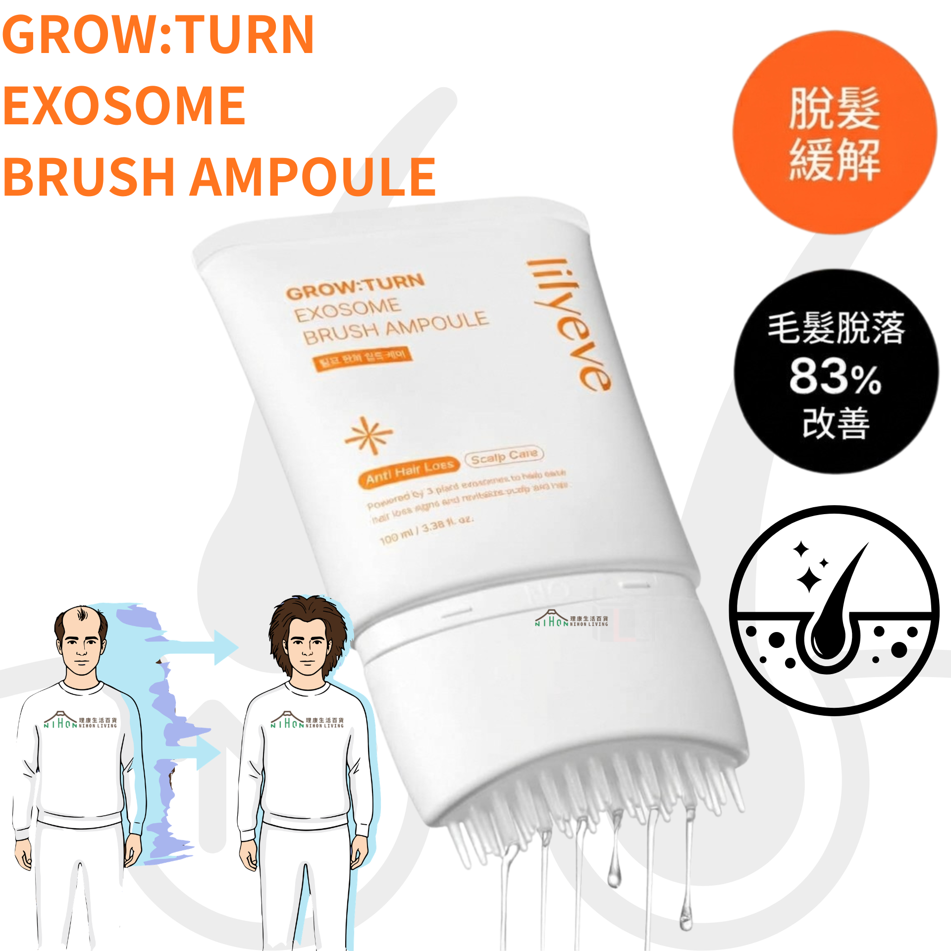 lilyeve - 防脫育髮外泌體安瓶精華100ml| 強韌髮根頭皮安瓶 | 內置精華梳