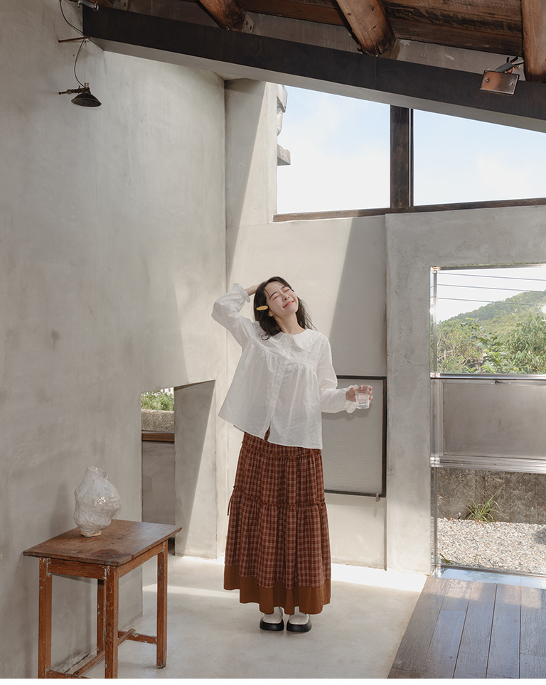 3D jacquard trimmed lace collar long-sleeved top【01200203】in stock+pre-order