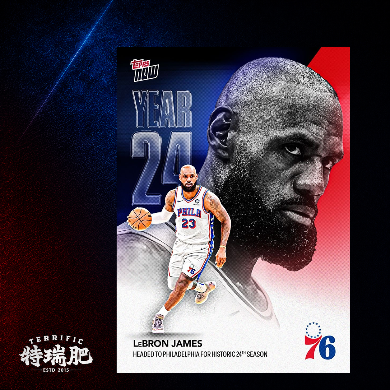 NBA球員卡 LeBron James - 2026-27 NBA Topps NOW® - Card OS03 加盟七六人 生涯第24賽季