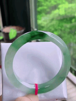 10327 57.8mm冰滿膠藍花正圈翡翠手鐲 (56-58)