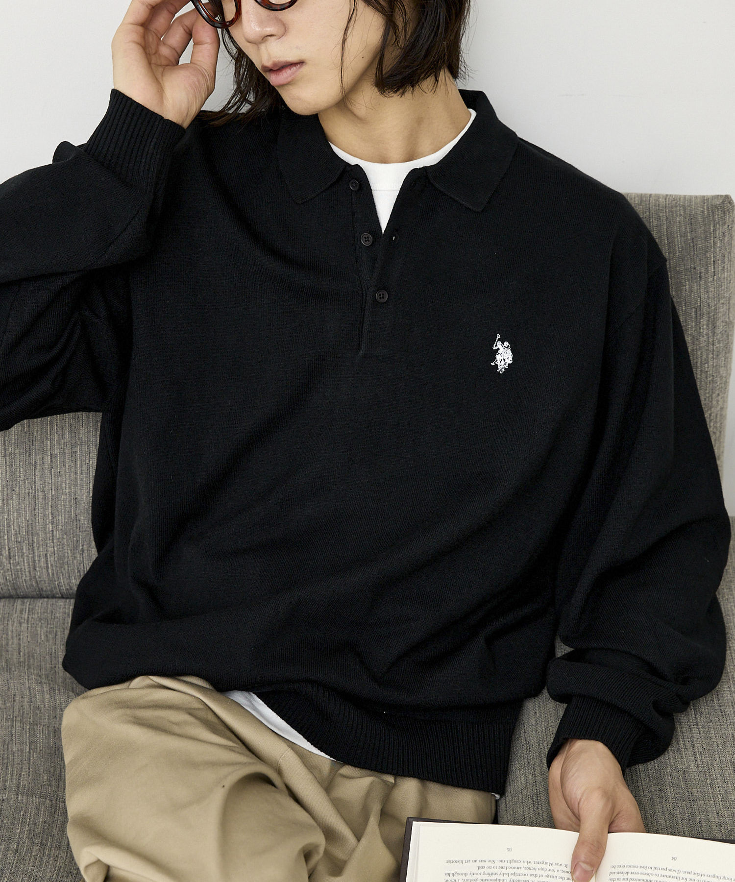 日本 U.S. POLO ASSN × PUBLUX 刺繡 針織 POLO衫 長袖 四色