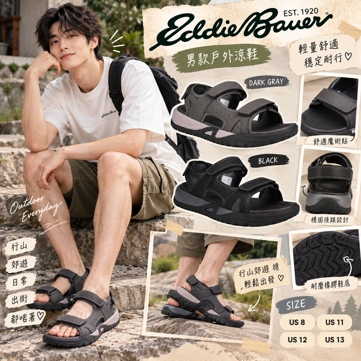 【預購】Eddie Bauer N102102 男裝涼鞋