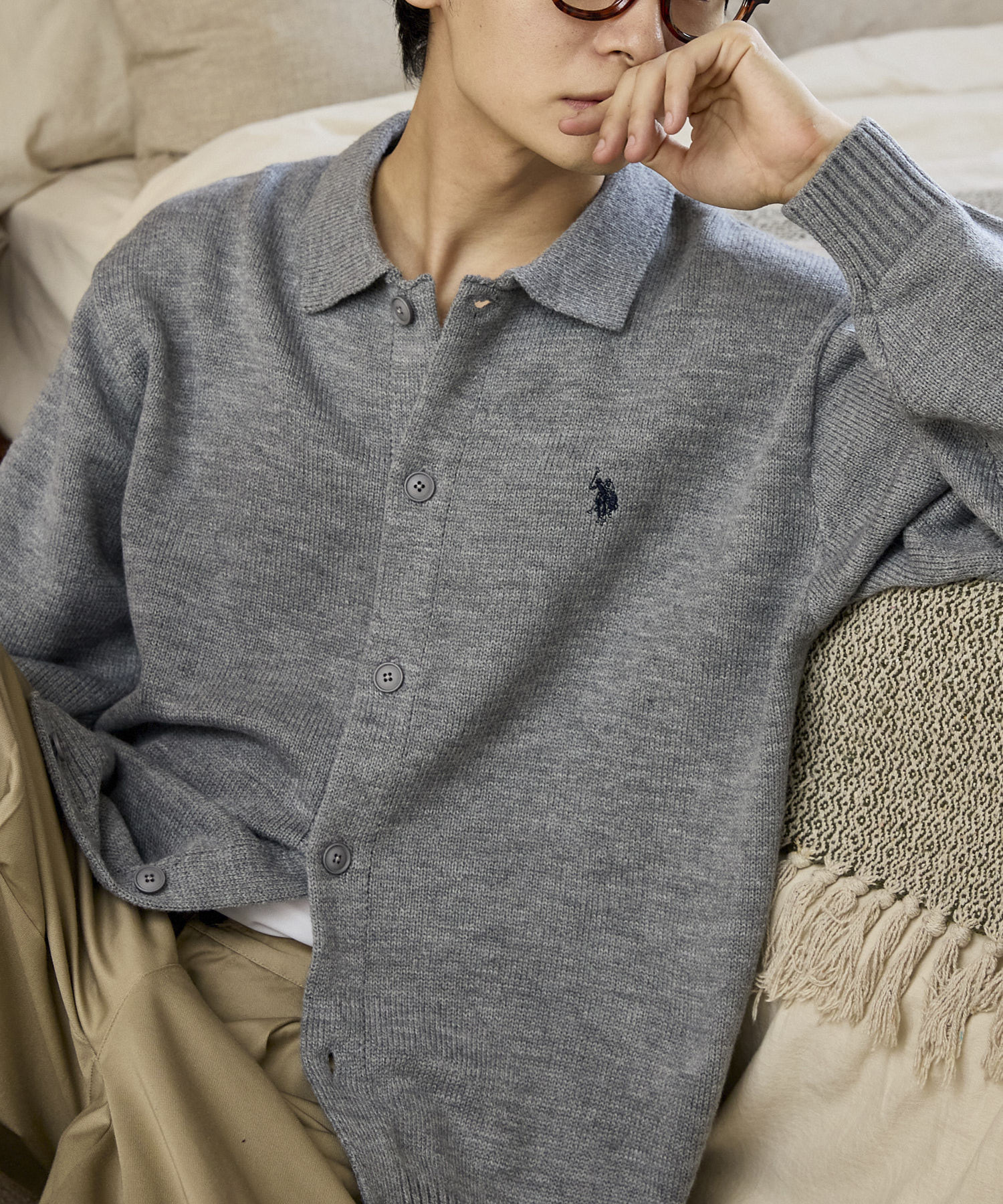日本 U.S. POLO ASSN × PUBLUX Polo領 單排扣 針織 開襟衫 外套 四色