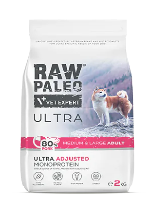 Raw Paleo Ultra 中大型成犬豬肉配方乾糧 (2kg)單一蛋白