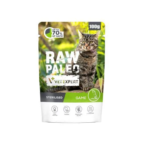 Raw Paleo 絕育貓野味袋裝濕糧 (100g X 12件)單一蛋白