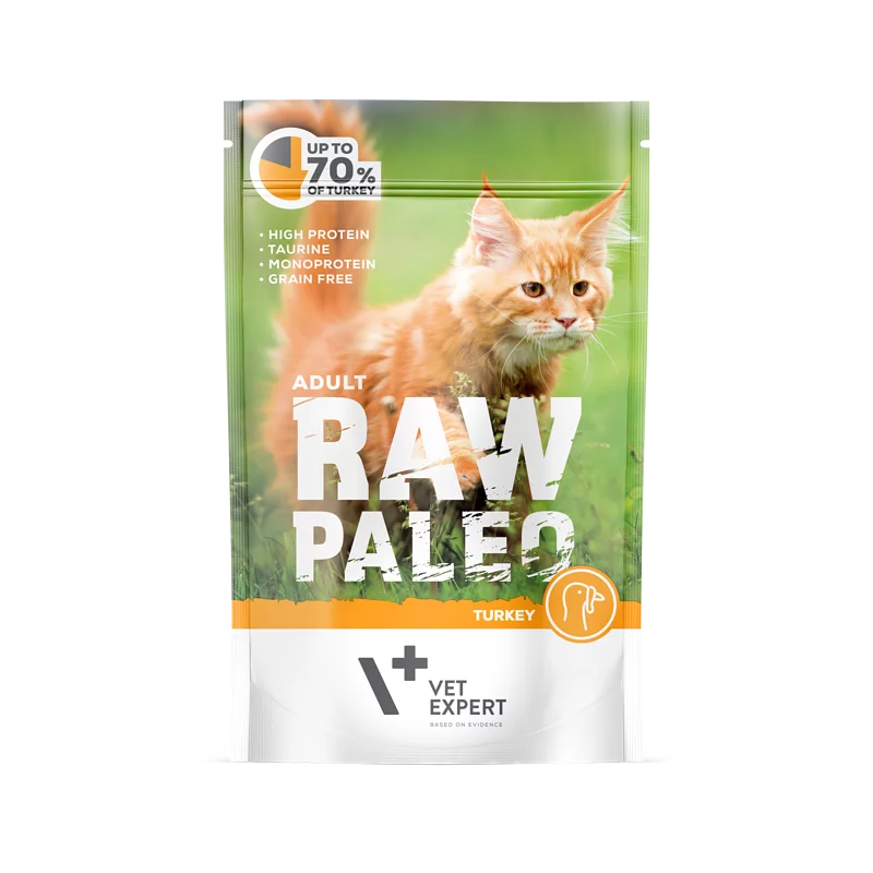 Raw Paleo 成貓火雞袋裝濕糧 (100g X 12件)單一蛋白