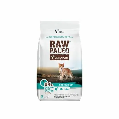 Raw Paleo Sterilised Cat Dry Chicken+Salmon+Tuna (2kg)