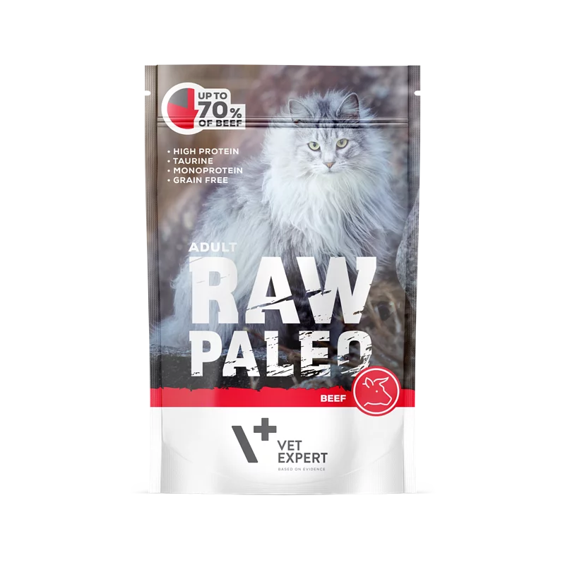 Raw Paleo 成貓牛肉袋裝濕糧 (100g X 12件)單一蛋白
