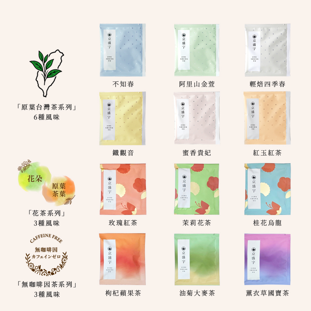 單包袋茶茶包50入：花茶&無咖啡因茶｜星級飯店客房指定用茶 ＆五星級餐飲指定用茶