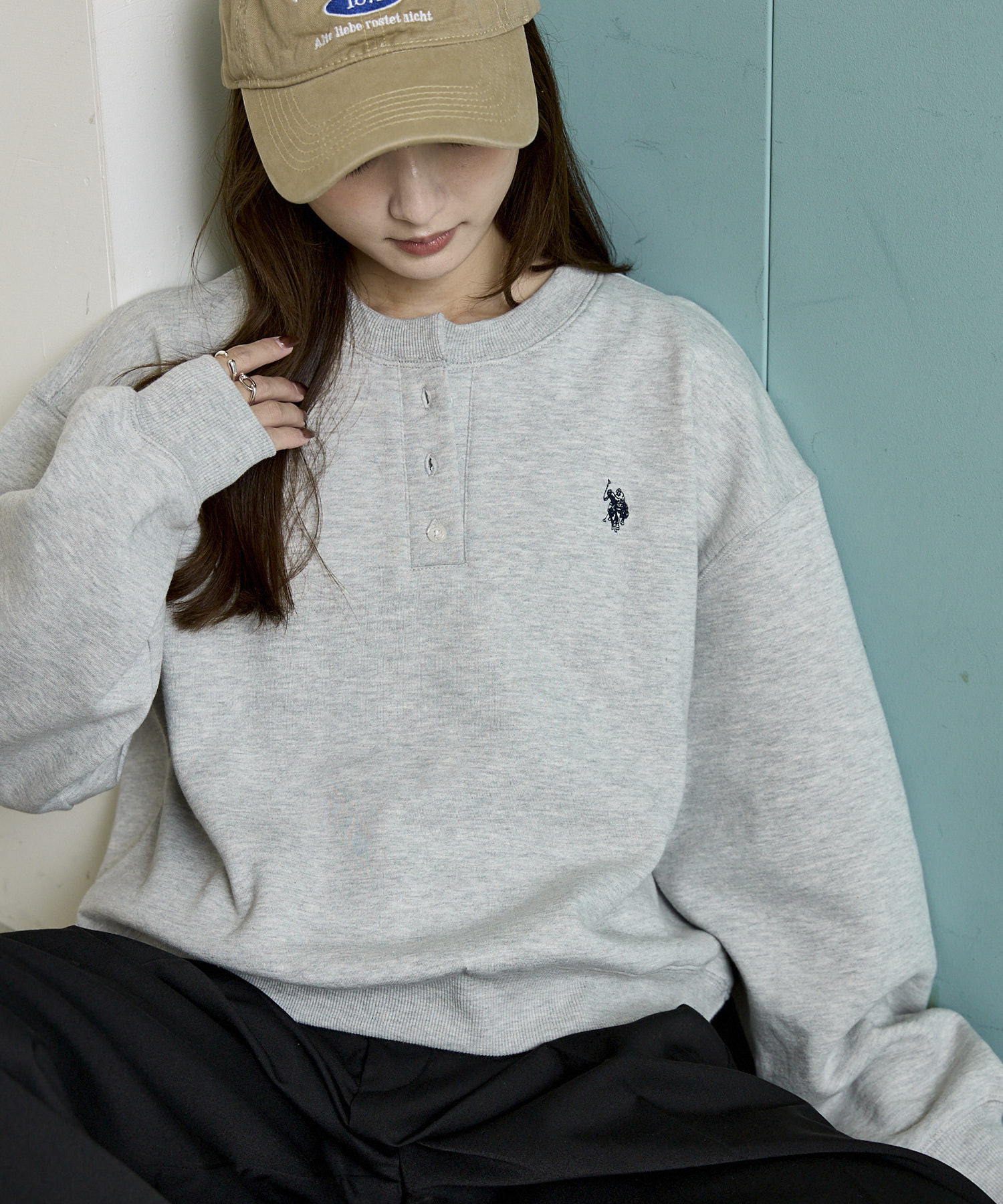 日本 U.S. POLO ASSN × PUBLUX 亨利領 長袖 大學T 四色