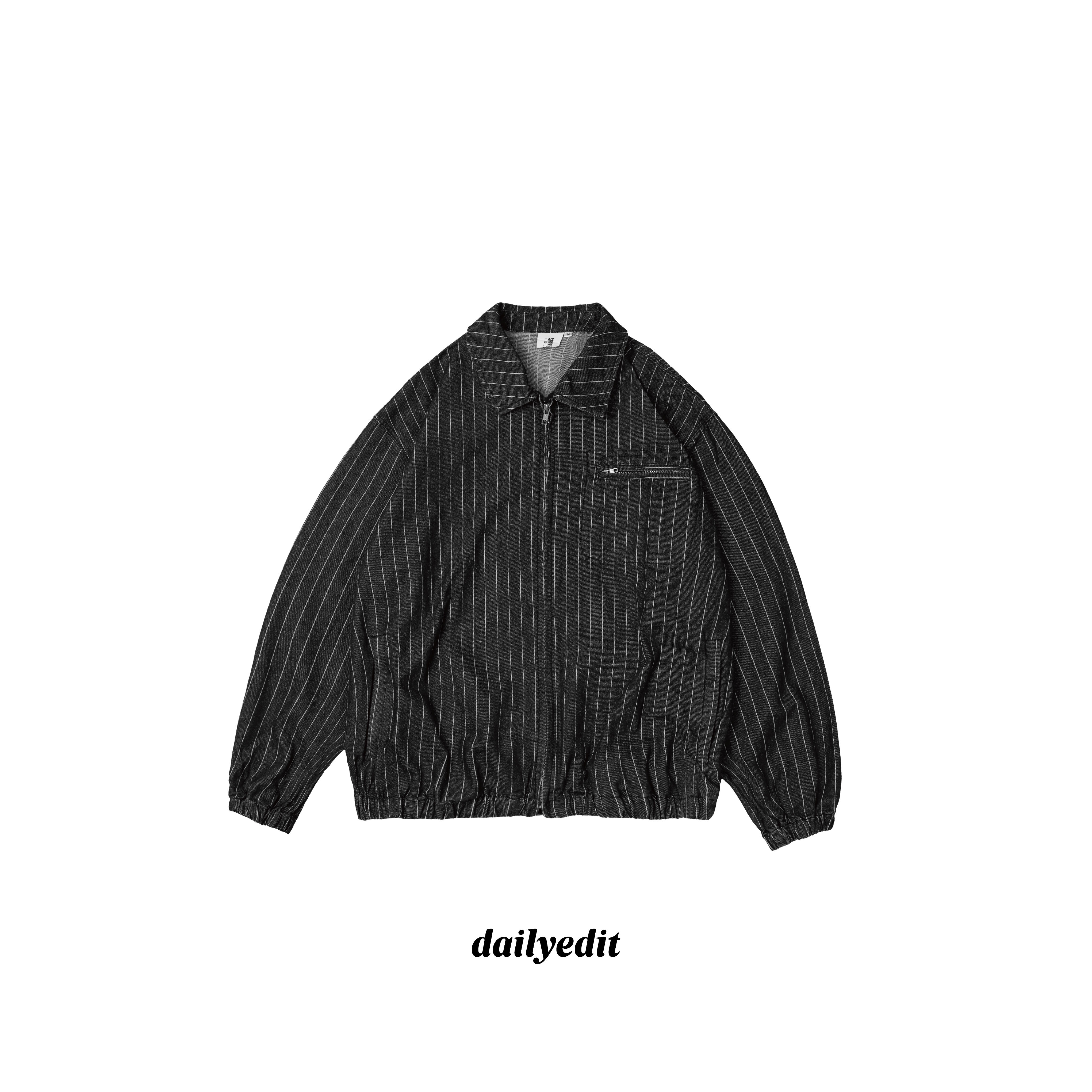 復古條紋拉鍊外套 Stripe Zip Jacket JK-013