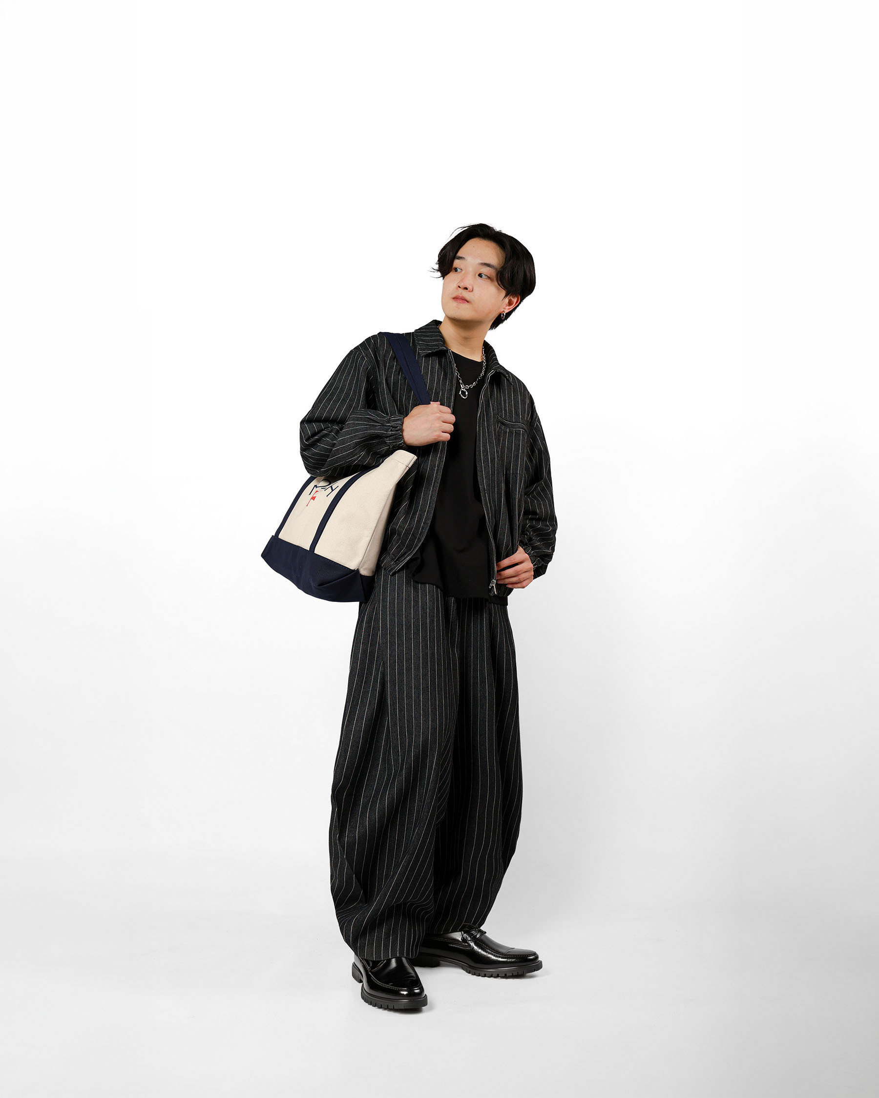 復古條紋拉鍊外套 Stripe Zip Jacket JK-013