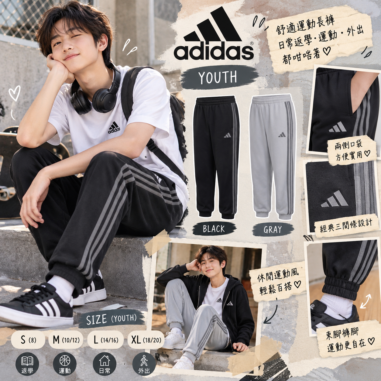 【預購】adidas N102109 童裝運動褲