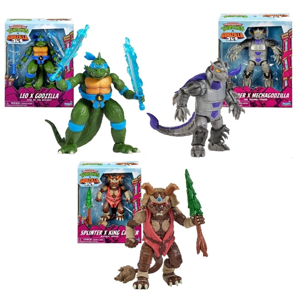 【Playmates】TMNT x Godzilla 東寶怪獸 忍者龜 X 哥吉拉 機械哥吉拉 西薩王 三套組 strc