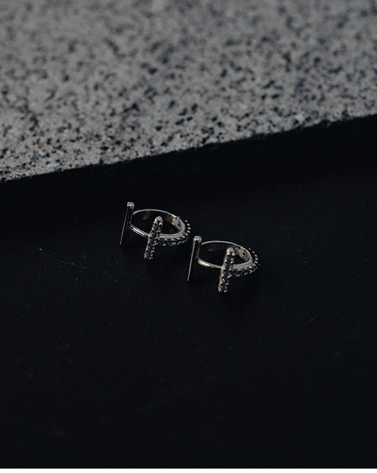 Metallic T-shaped buckle design stud earrings【07031026】in stock+pre-order