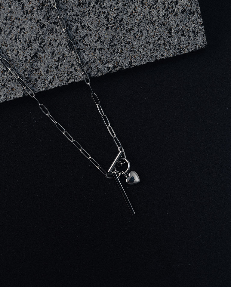 Heart-shaped cross chain design OT buckle necklace【07040407】in stock+pre-order