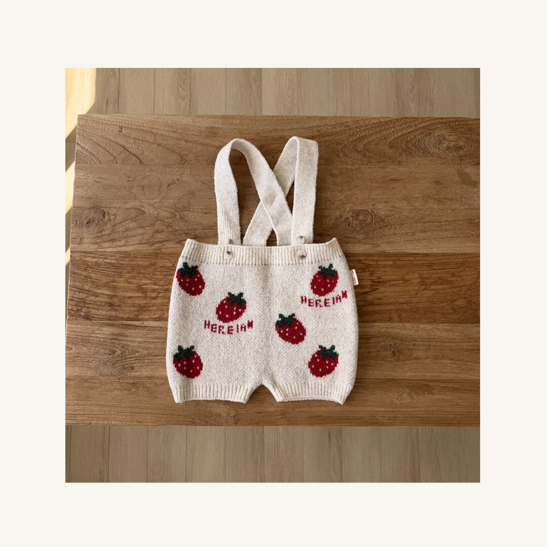 Strawberry knit overalls