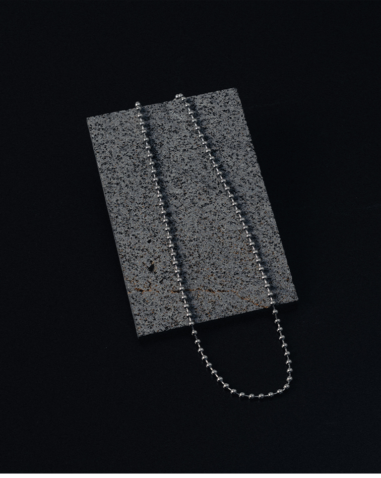 Textured silver-tone bead necklace【07040408】in stock+pre-order