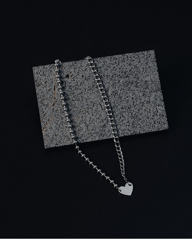 Heart-shaped chain bead splicing design necklace【07040415】in stock+pre-order