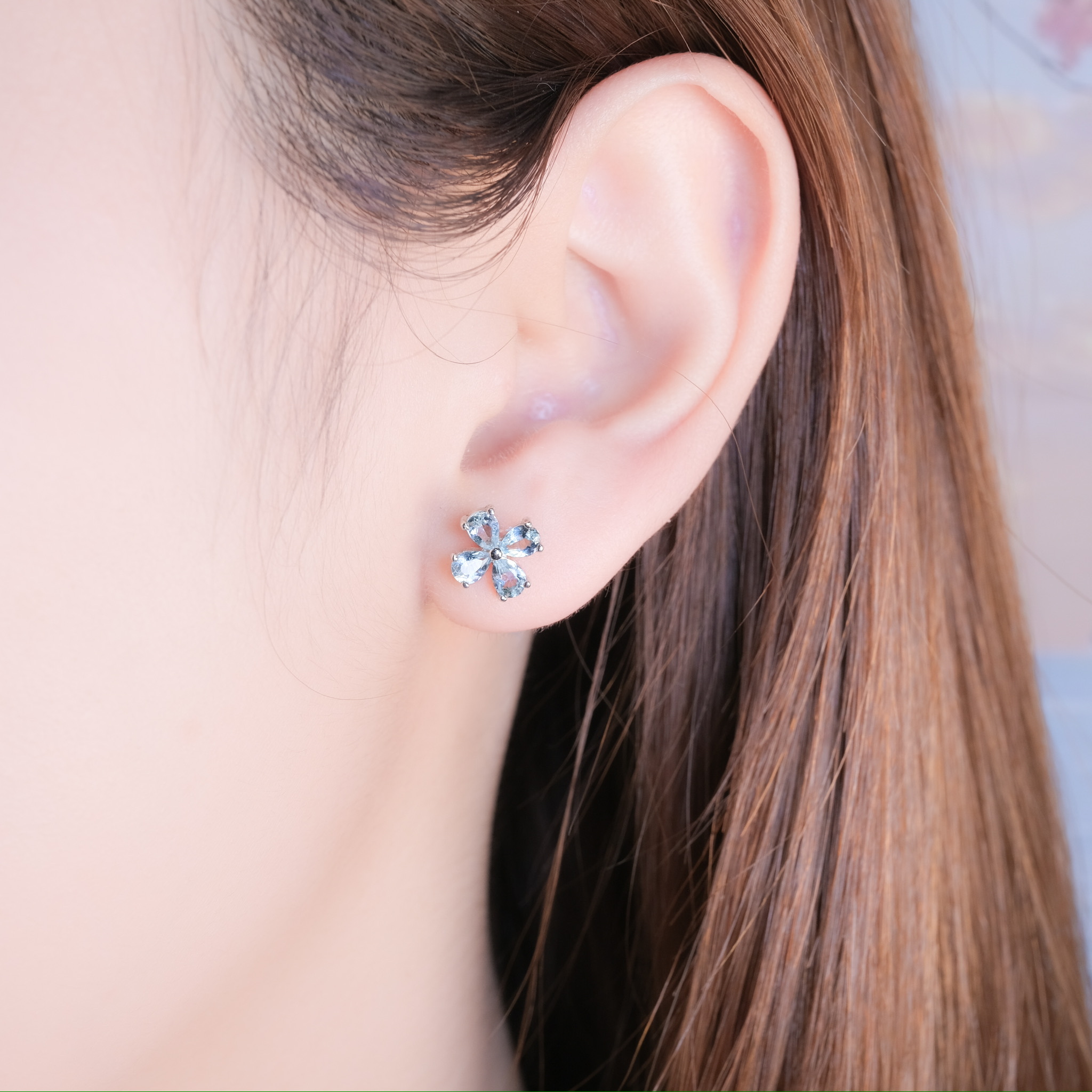 | 925 Silver・White Gold・Aquamarine | Real Happiness Earrings | EA1206 |