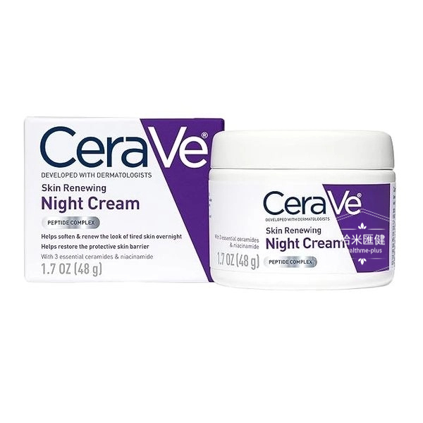 美國 CeraVe Skin Renewing Night Cream 夜間再生修護肌膚晚霜 48g【正品  】胜肽滋養晚霜｜夜間保濕與肌膚屏障護理