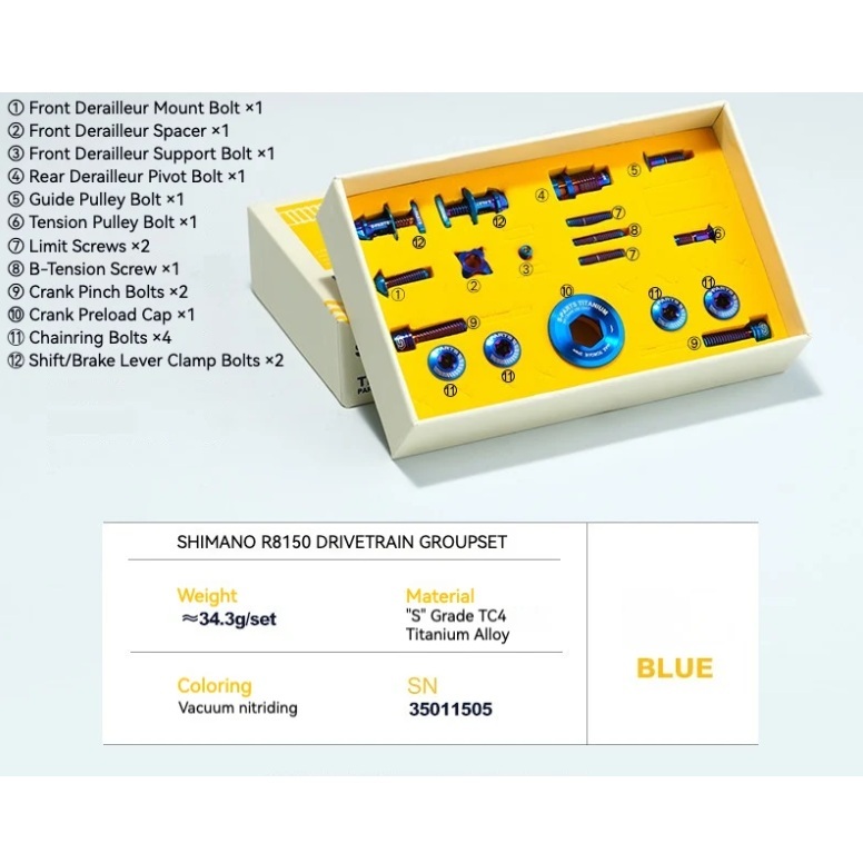 S-PARTS Shimano Road 鈦合金傳動螺絲升級包 ( For R8150 )