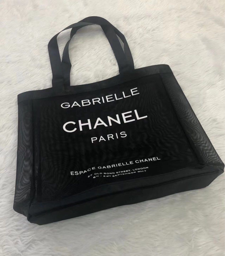 Chanel Beaute 滿額贈品 夏日網紗黑色沙灘袋tote bag 現貨