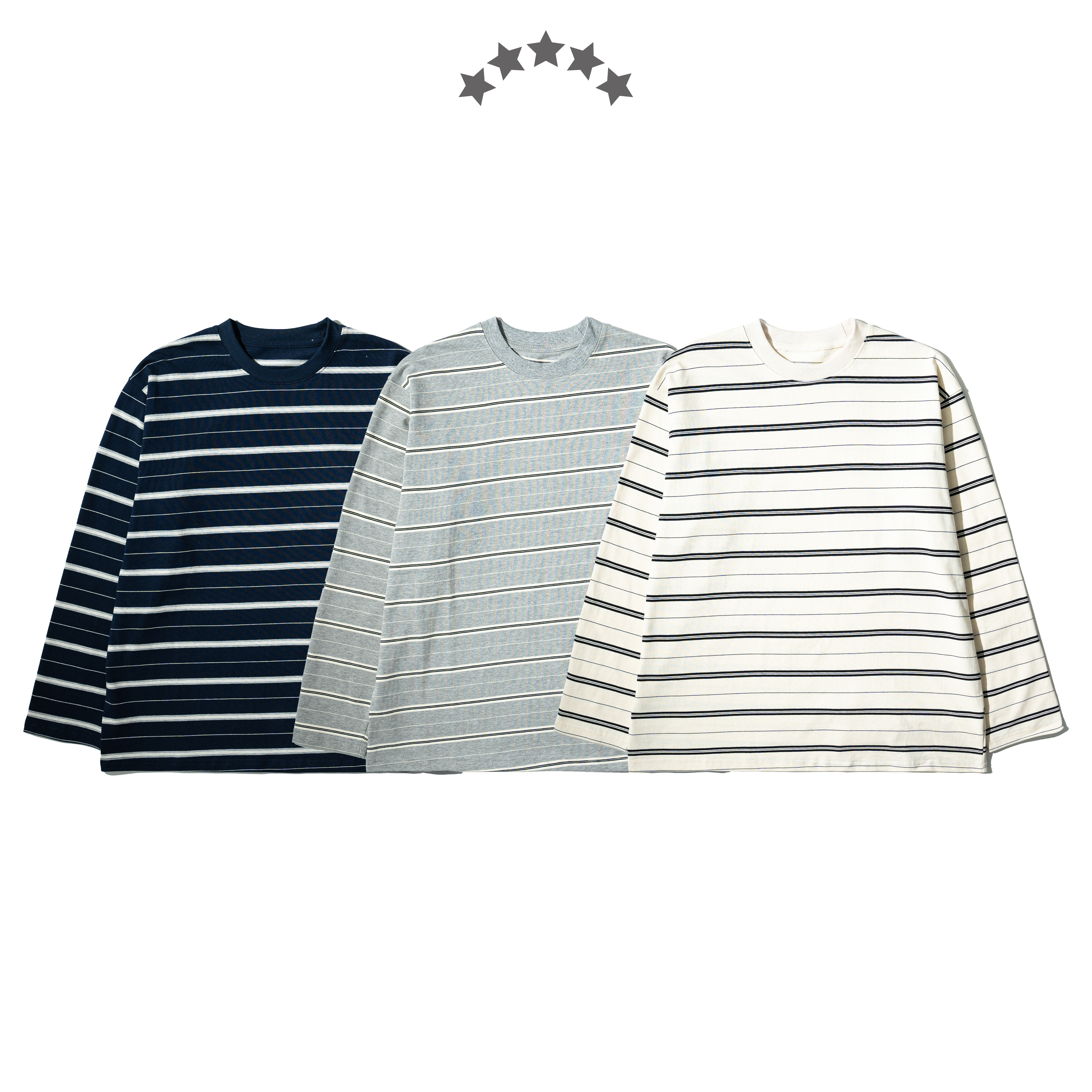 Multi Striped LS Tee 三色 條紋長袖Tee [O-T358]