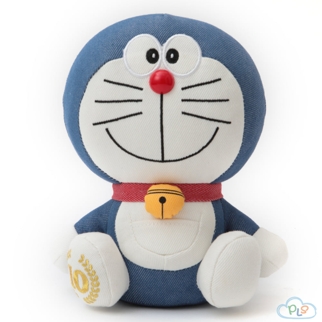 In Stock 10Th Anniversary Denim Doraemon Plush Toy Doraemon Fujiko F. Fujio Museum Blue #71040-1