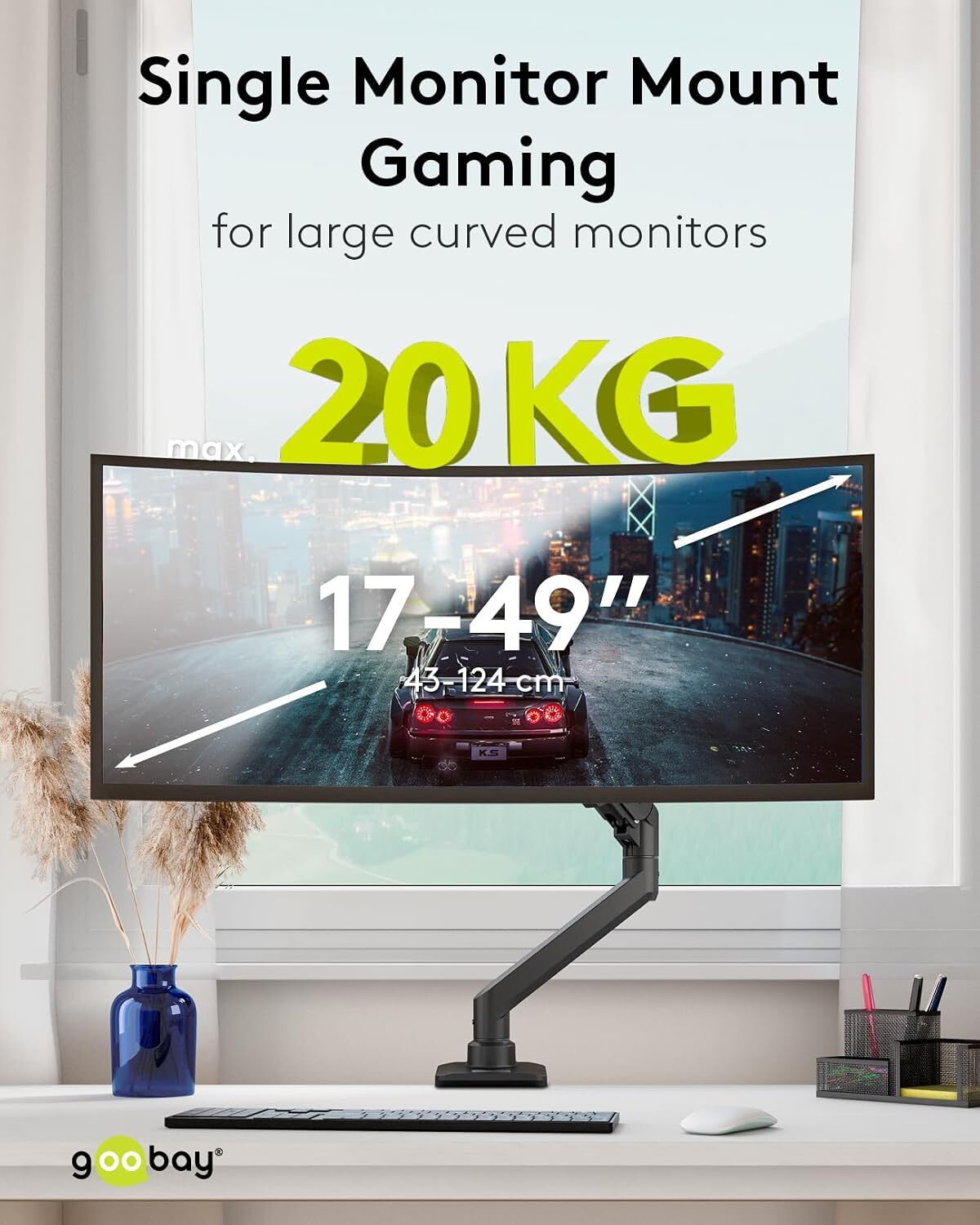 Goobay Gaming 座檯單顯示屏氣壓搖臂支架 (17-49吋)