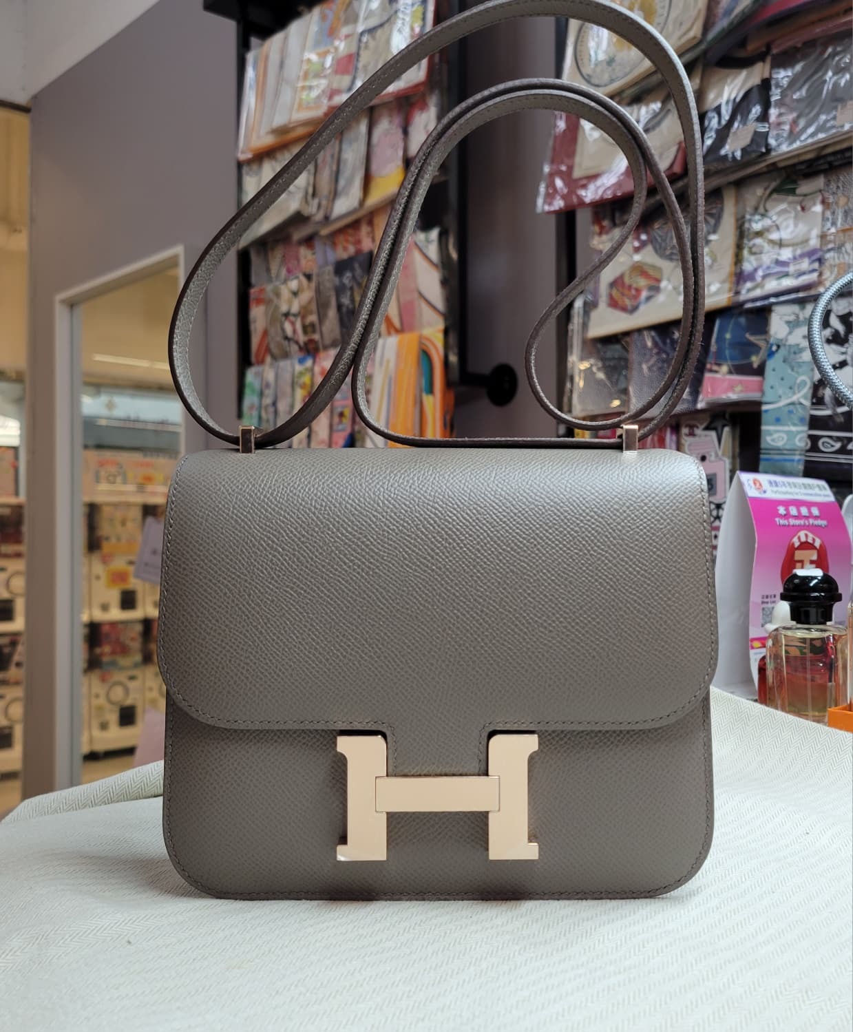 99%NEW/UNUSED HERMES MINI CONSTANCE 8F ETAIN CD 錫器灰 攻瑰金扣