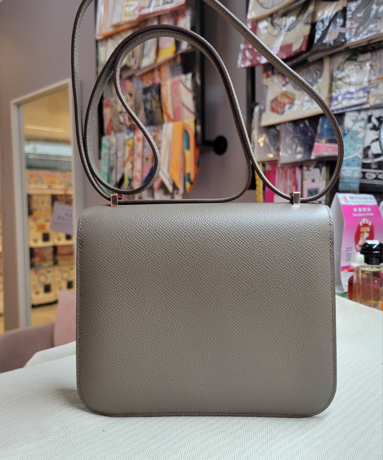99%NEW/UNUSED HERMES MINI CONSTANCE 8F ETAIN CD 錫器灰 攻瑰金扣