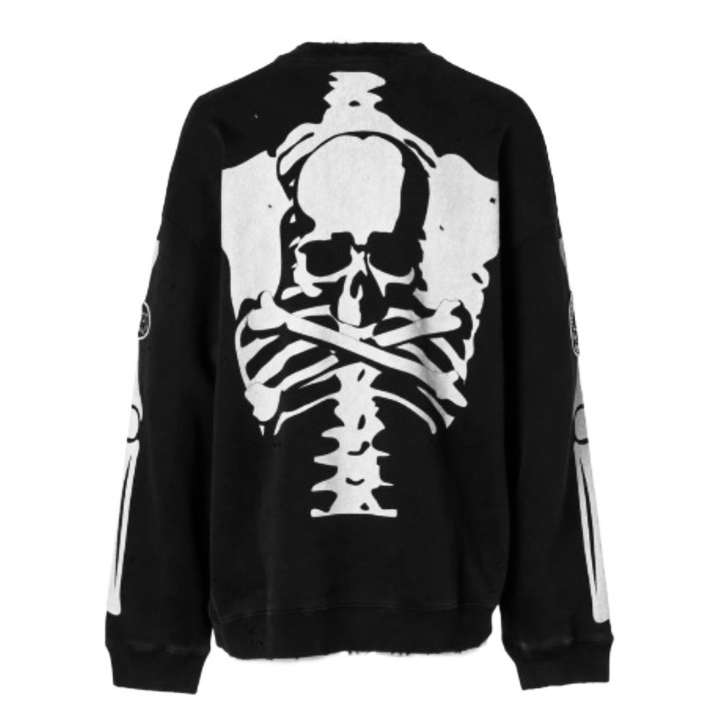 MASTERMIND WORLD X VANSON DAMEGED CREWNECK SWEATSHIRT BOXY FIT 聯名 骨頭 衛衣 破壞款-MW26C17-SW103