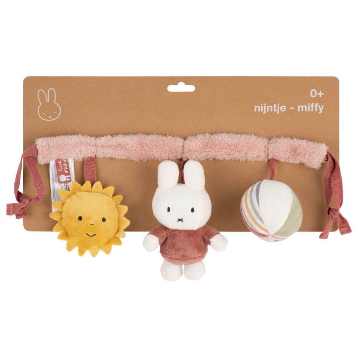 【Tiamo × Miffy 米菲兔】毛茸茸粉紅汽車座椅感官玩具｜0M+｜3種聲音互動・嬰兒車掛飾