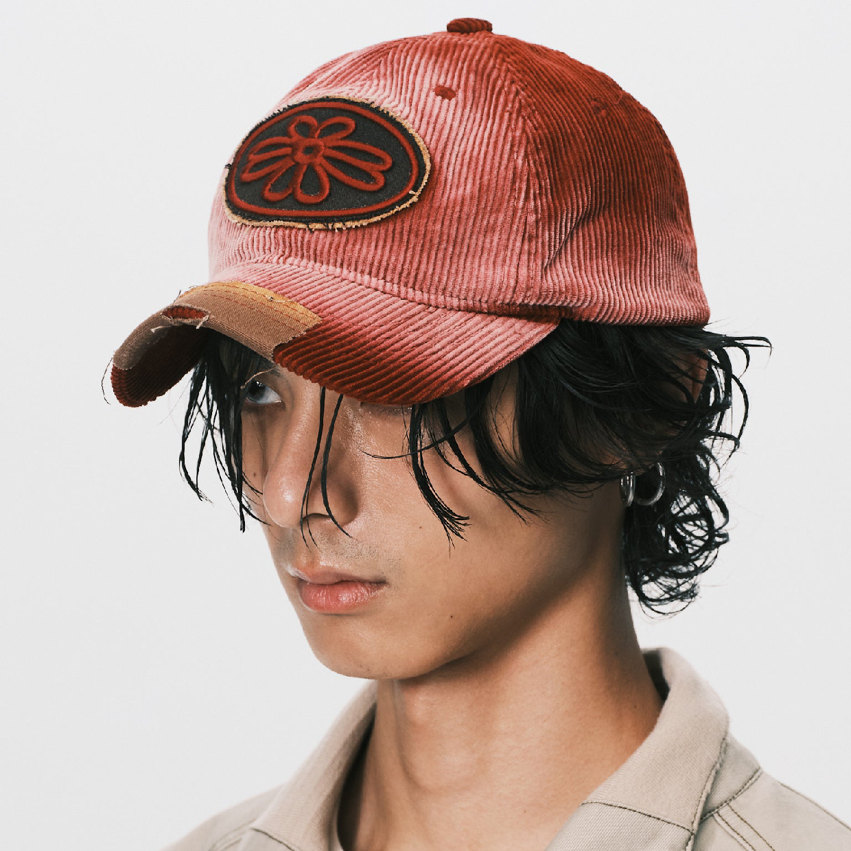 ANOWHEREMAN Patched Corduroy Cap