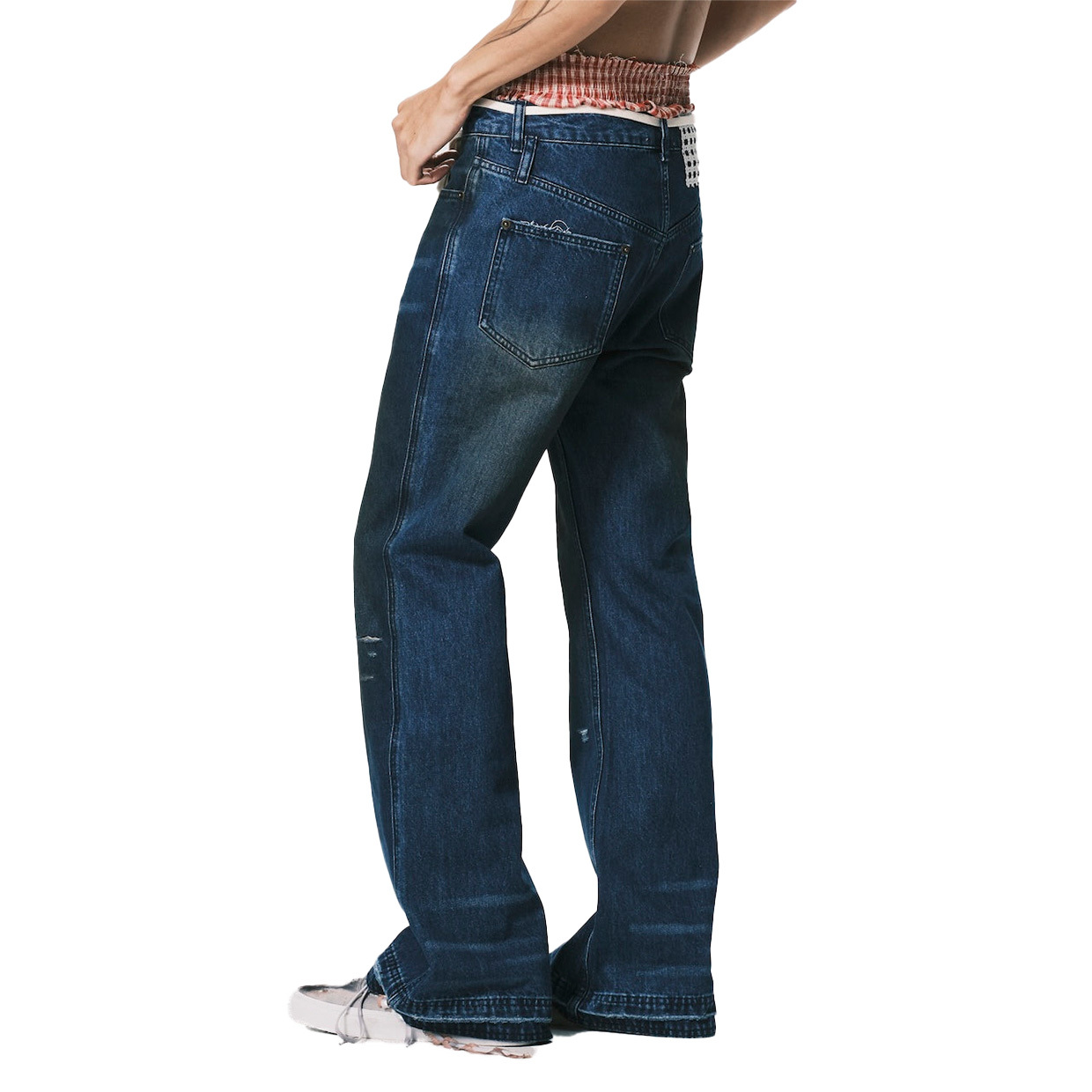 ANOWHEREMAN Dirty Wash Flared Jeans