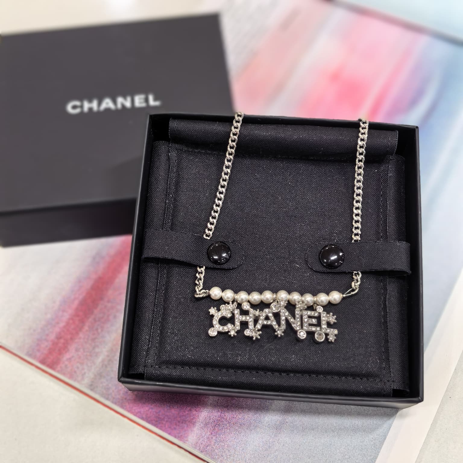 全新CHANEL頸鍊 銀色雪花LOGO拼珍珠 ,香奈兒 CHOKER NECKLACE, #BRAND NEW #香榭站正品