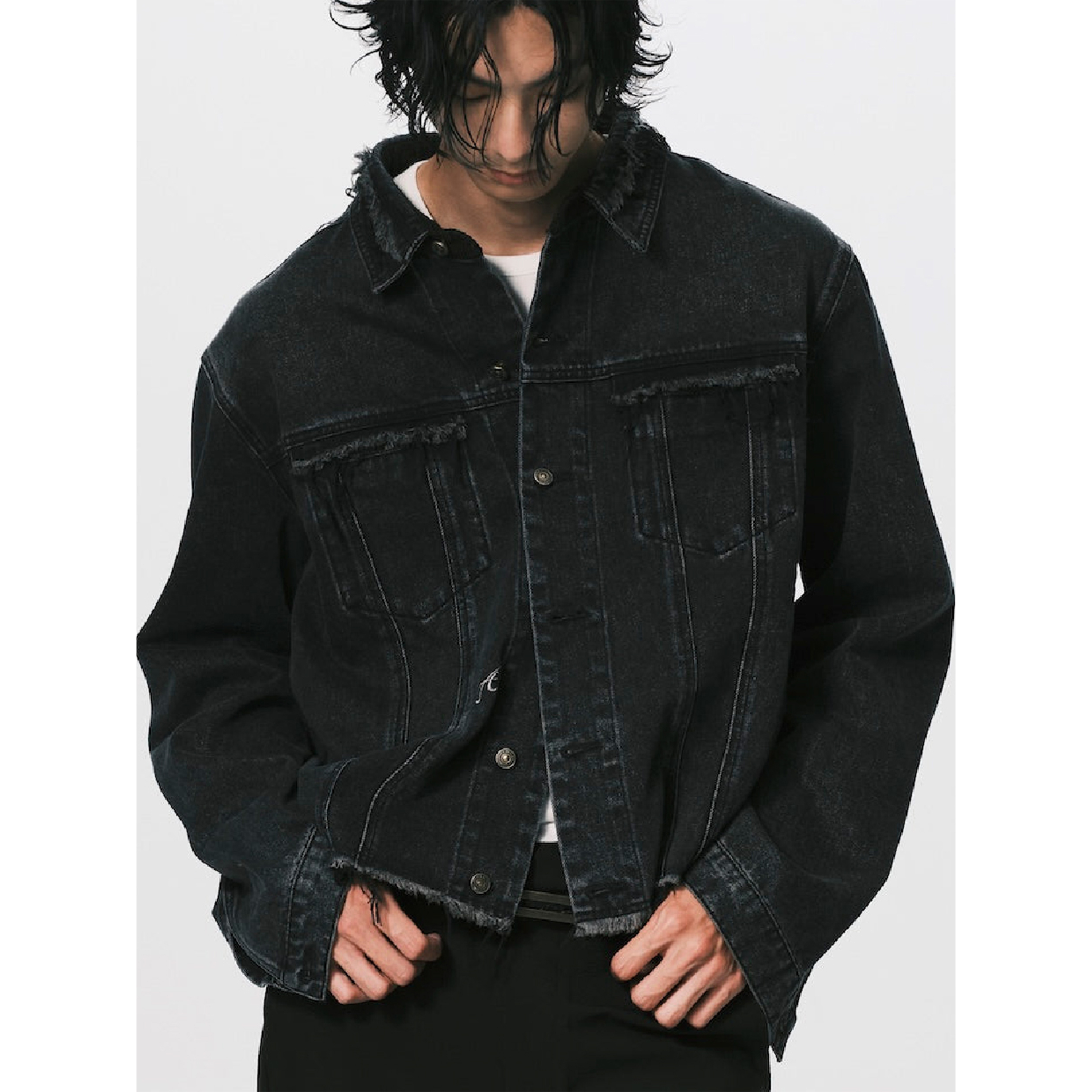 ANOWHEREMAN Cropped Denim Jacket