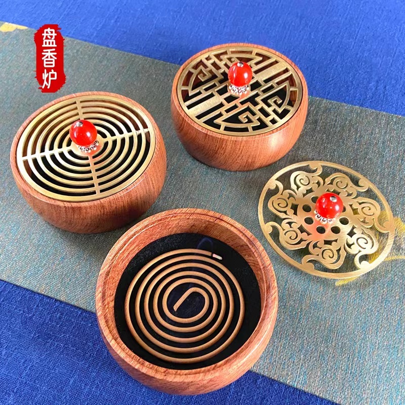 1021GZ101-GZTRIP-AGARWOOD-4H Rosewood Copper Lid Incense Box (B101)