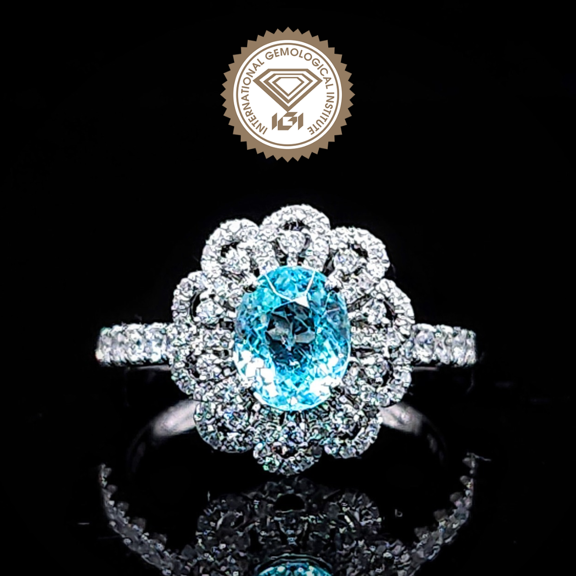 18K White Gold 1.11ct Paraiba and Diamond Ring