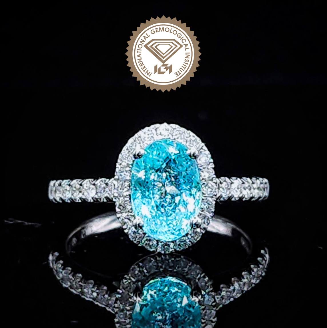 18K White Gold 1.75ct Paraiba and Diamond Ring
