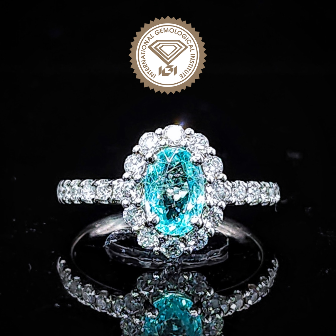 18K White Gold 0.88ct Paraiba and Diamond Ring