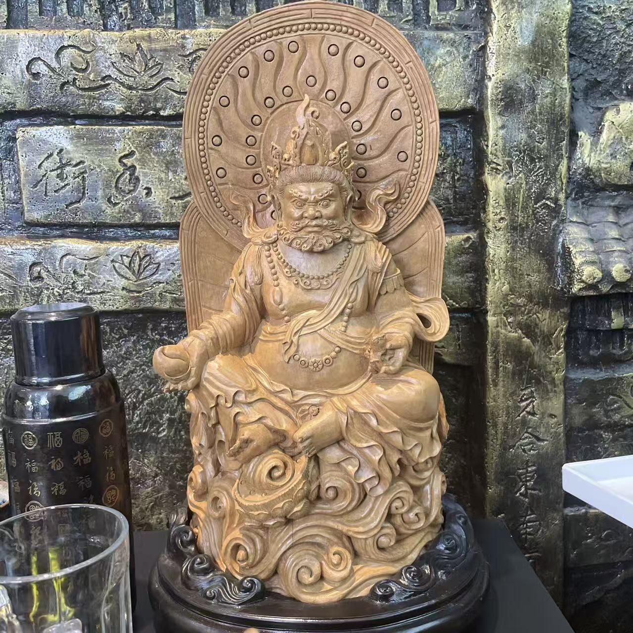 1021GZ106-GZTRIP-AGARWOOD-Yellow Wealth God Sculpture (B106)