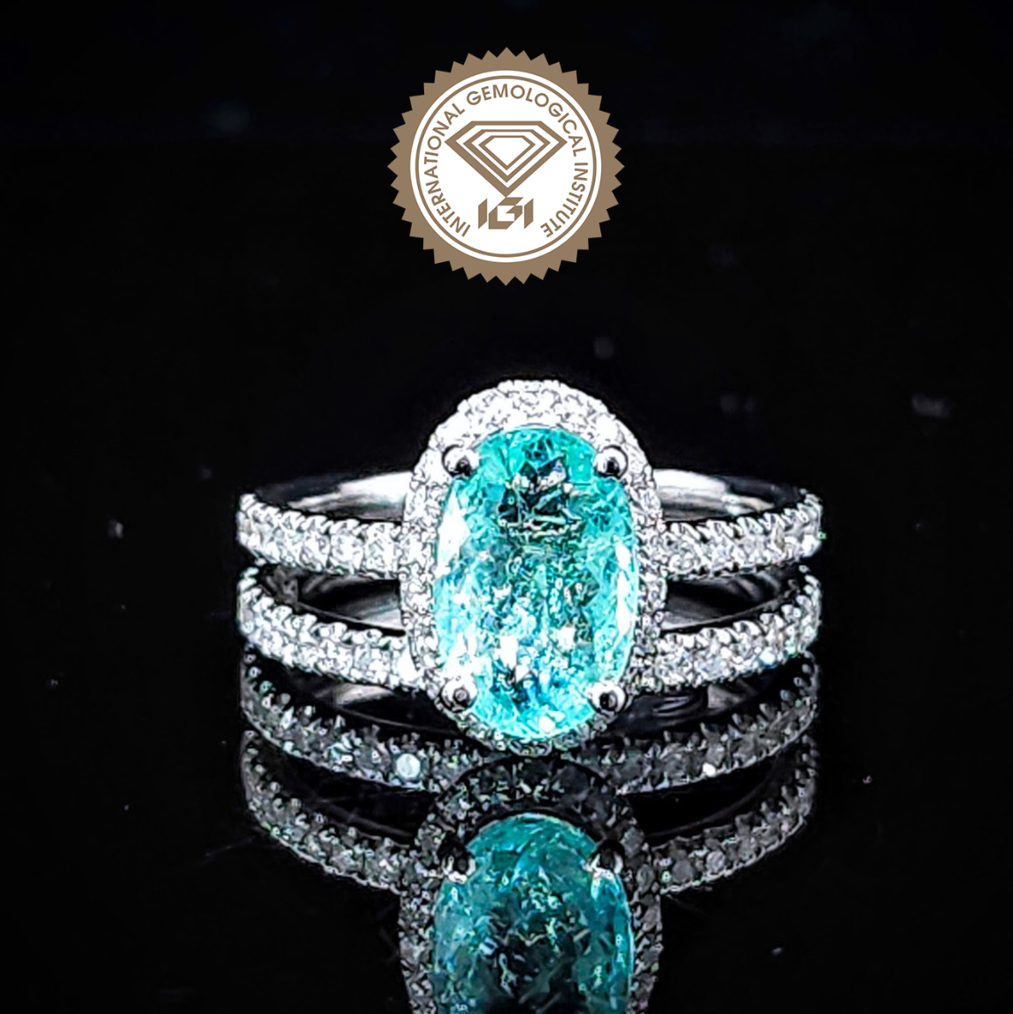 18K White Gold 1.51ct Paraiba and Diamonds Rings in a Set